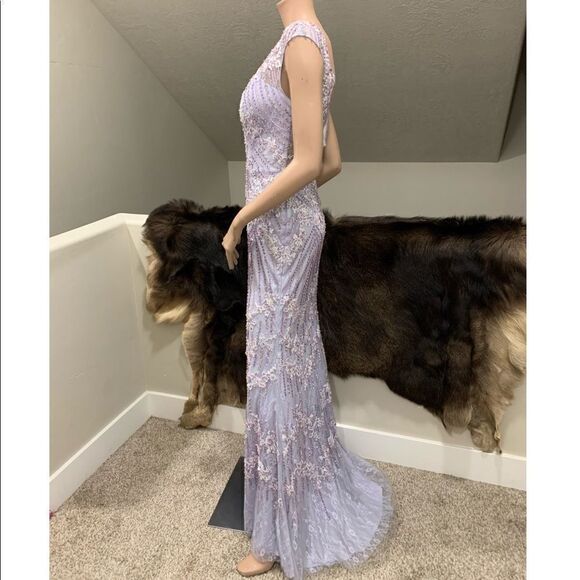 Gorgeous  Custom Embroidered Floral Lace With Beads & Sequins Fishtail Gown - Picture 10 of 15